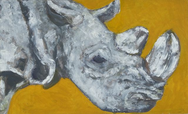 A bust portrait of the last Northern White Rhino in existence on the day of it's death.